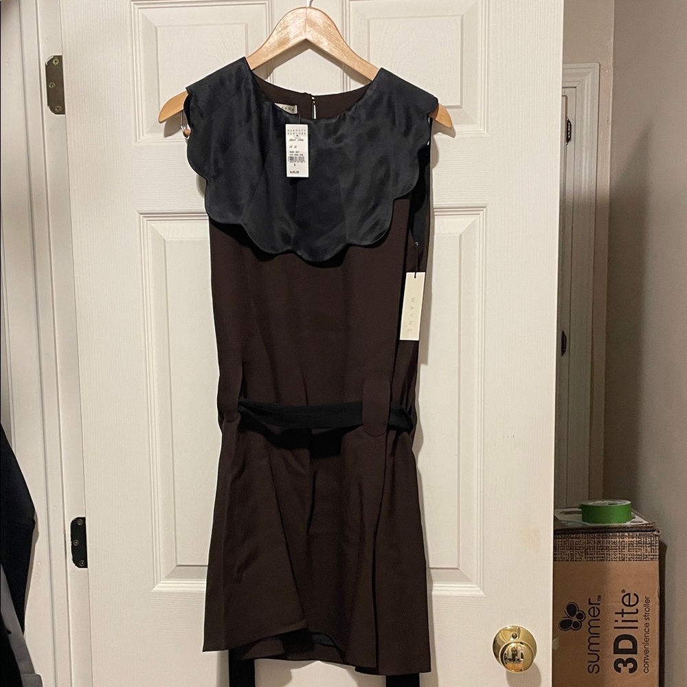Chic silk Dress in Black and Brown